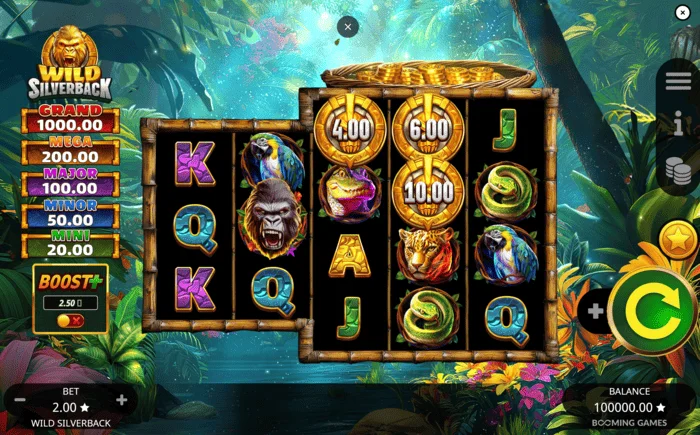 Wild Silverback - glavni ekran igre s mrežom 3-3-4-4-4